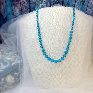 Faux Turquoise And Bead Necklace